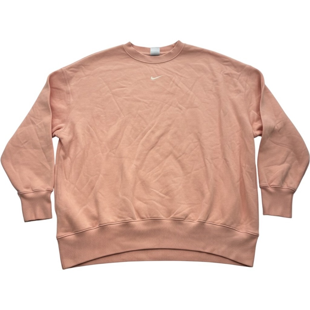 Nike Women Oversized Mini Swoosh Crewneck Sweatshirt Peach Pink XXL DJ7665-827